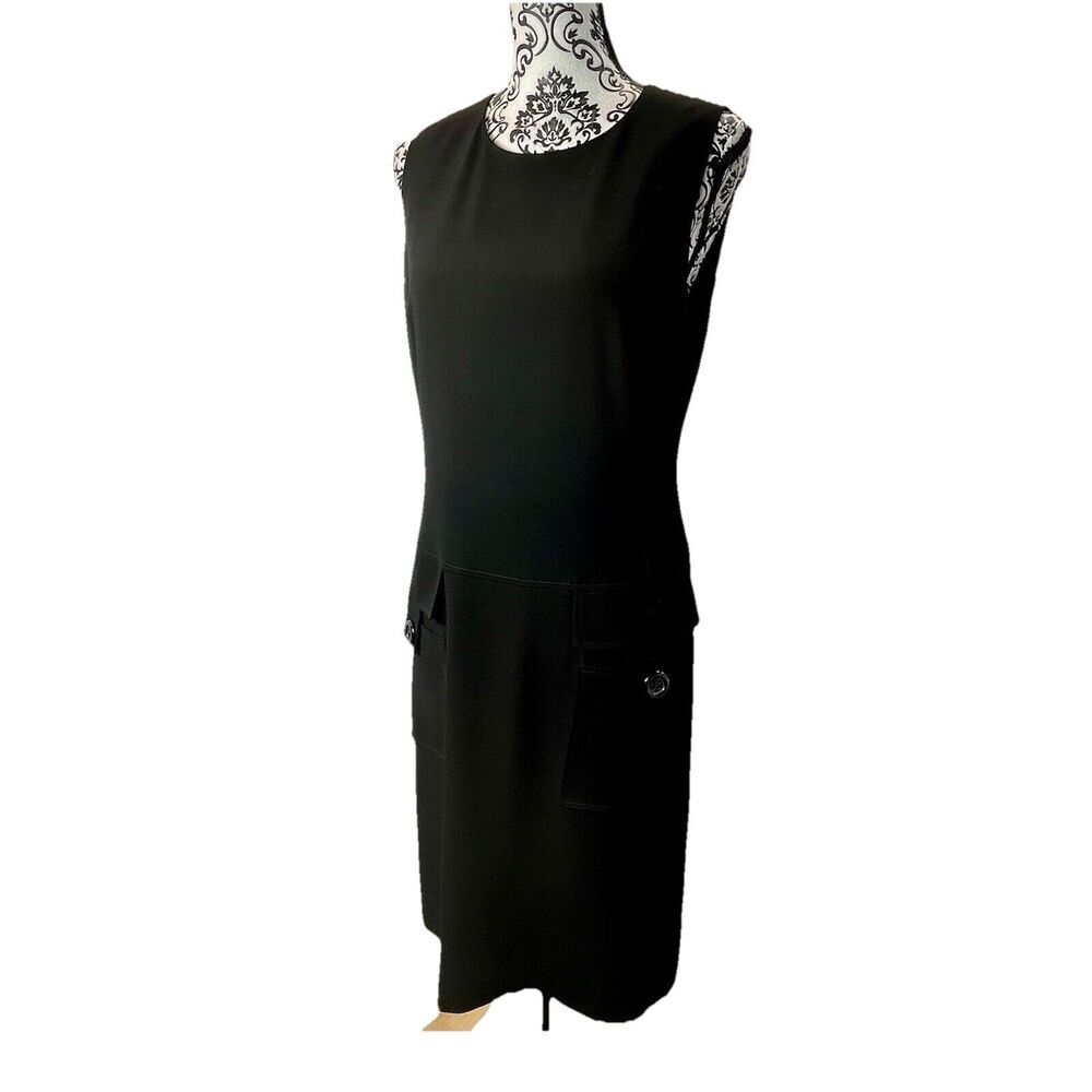 Etcetera Utility Black Dress Front Pockets Mod 50s Style Womens Sz 10 Minimalist